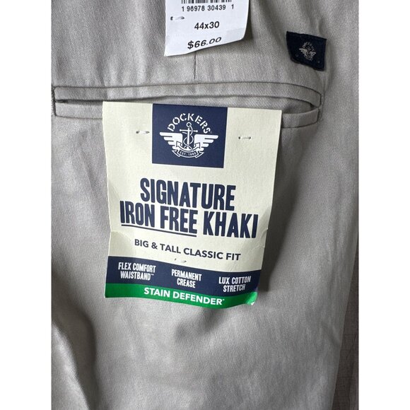 Dockers Mens Signature Iron Free Beige Khaki Pants Classic Fit 44x30 - Picture 4 of 8
